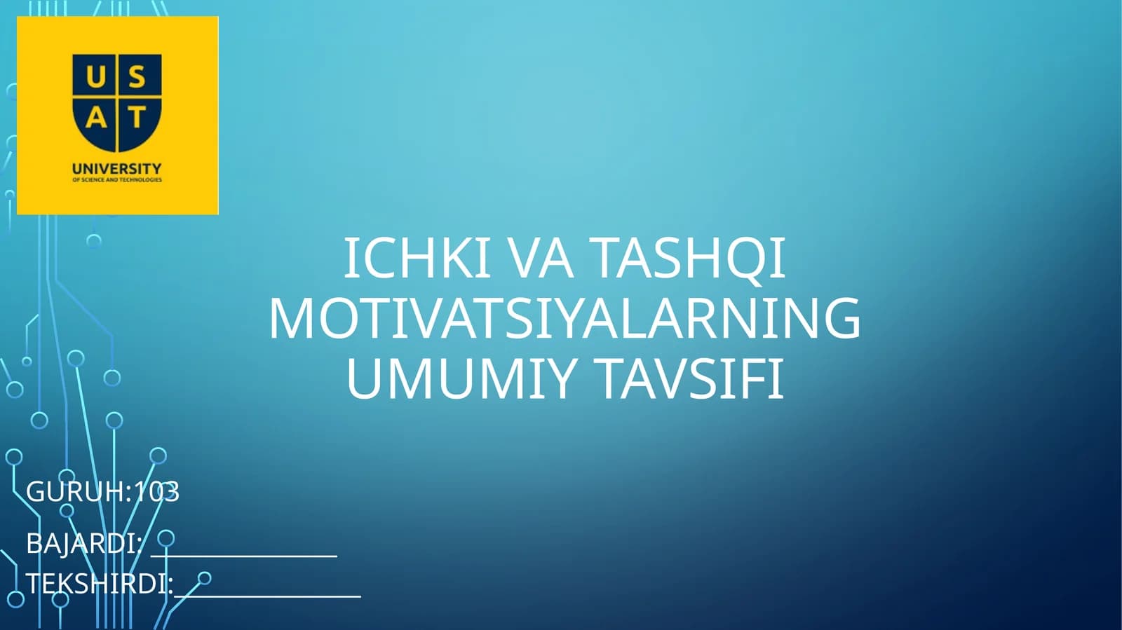 Ichki va tashqi motivatsiyalarning umumiy tavsifi