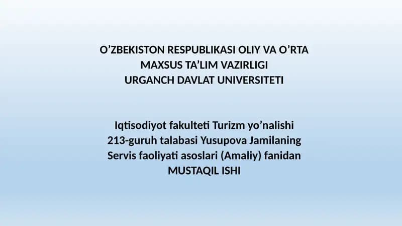 Servis faoliyati turlari