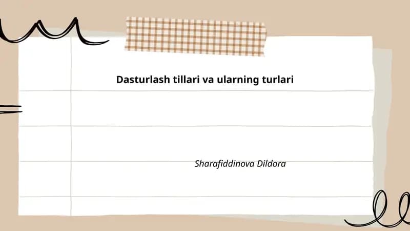 Dasturlash tillari va ularning turlari