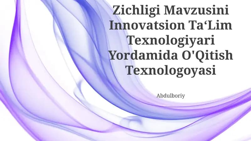 Tok Kuchi Va Tok Zichligi Mavzusini Innovatsion Ta‘Lim Texnologiyari Yordamida O'Qitish Texnologoyasi