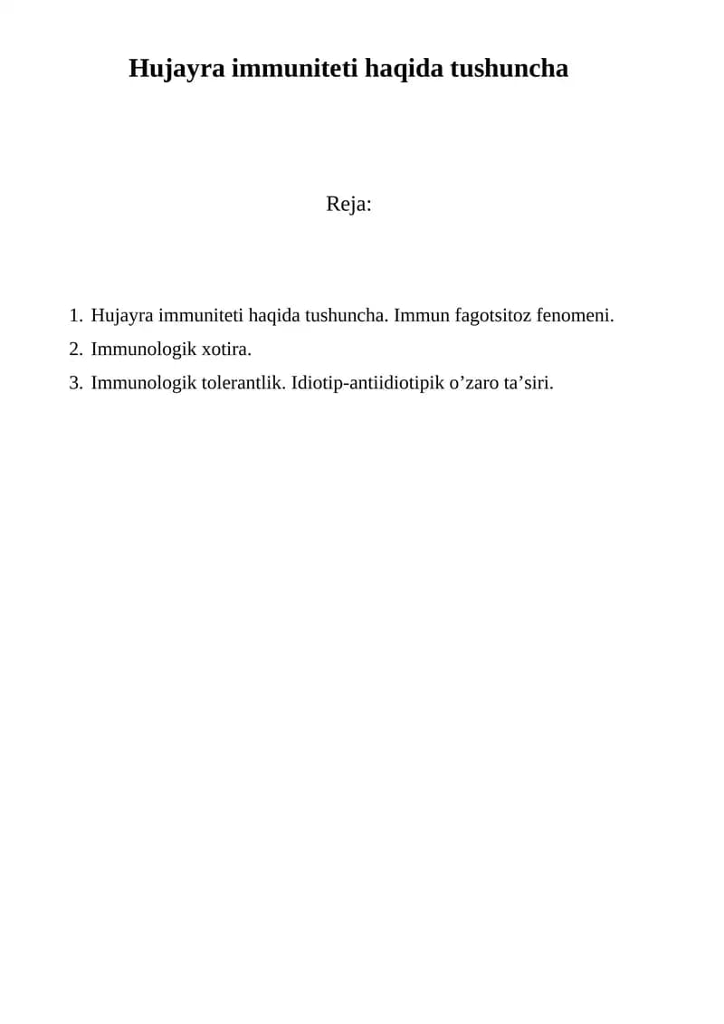Hujayra immuniteti haqida tushuncha