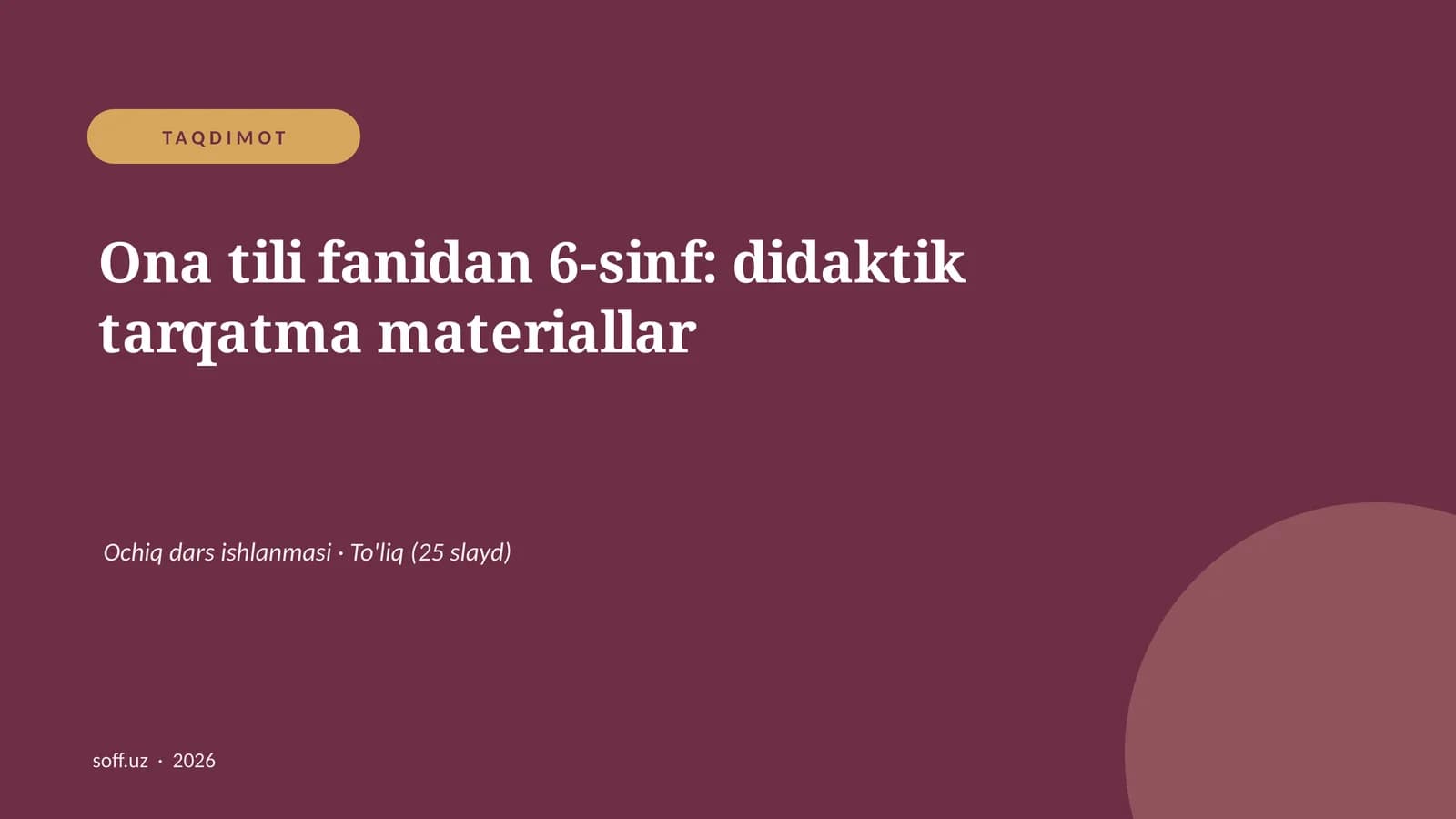 Ona tili fanidan 6-sinf: didaktik tarqatma materiallar