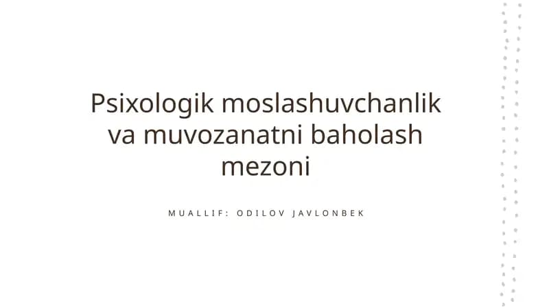 Psixologik moslashuvchanlik va muvozanatni baholash mezoni
