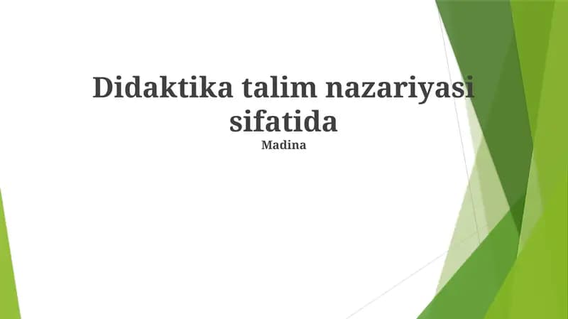 Didaktika talim nazariyasi sifatida