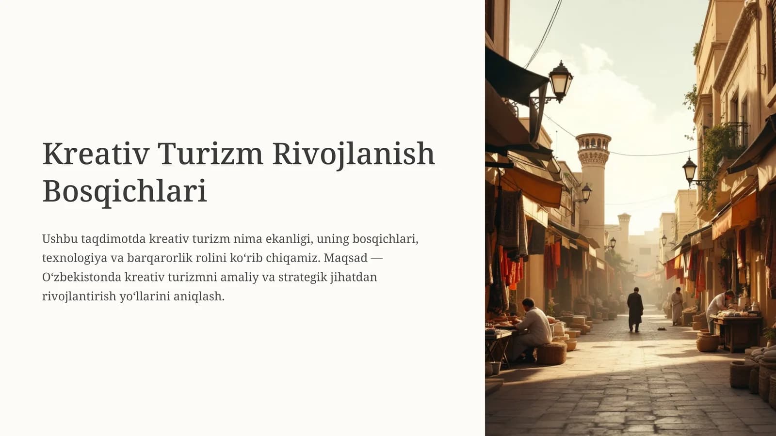 Kreativ Turizm Rivojlanish Bosqichlari
