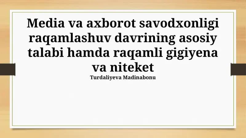 Raqamli gigiena va odobi