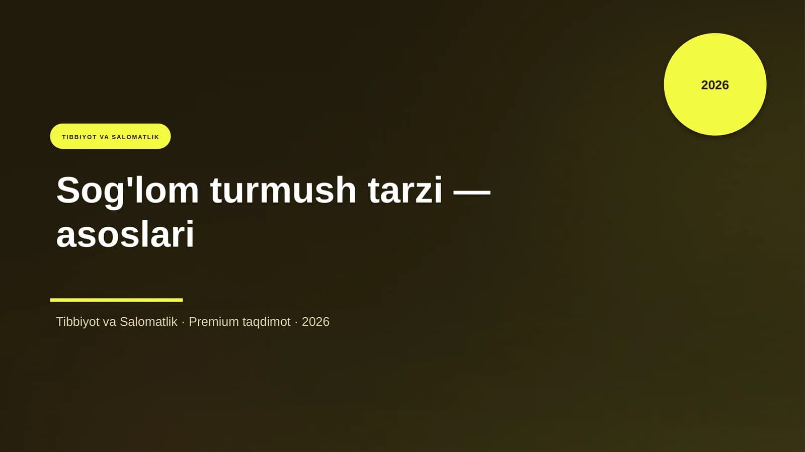 Sog'lom turmush tarzi — asoslari