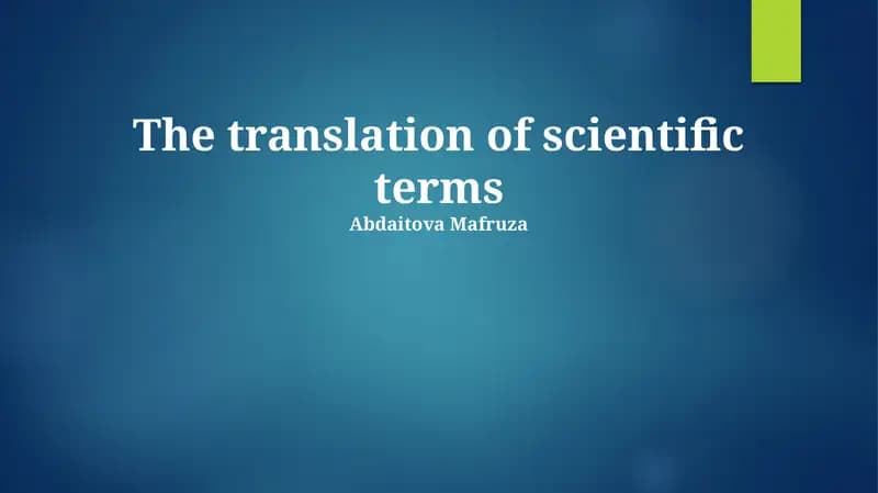 The translation of scientific terms