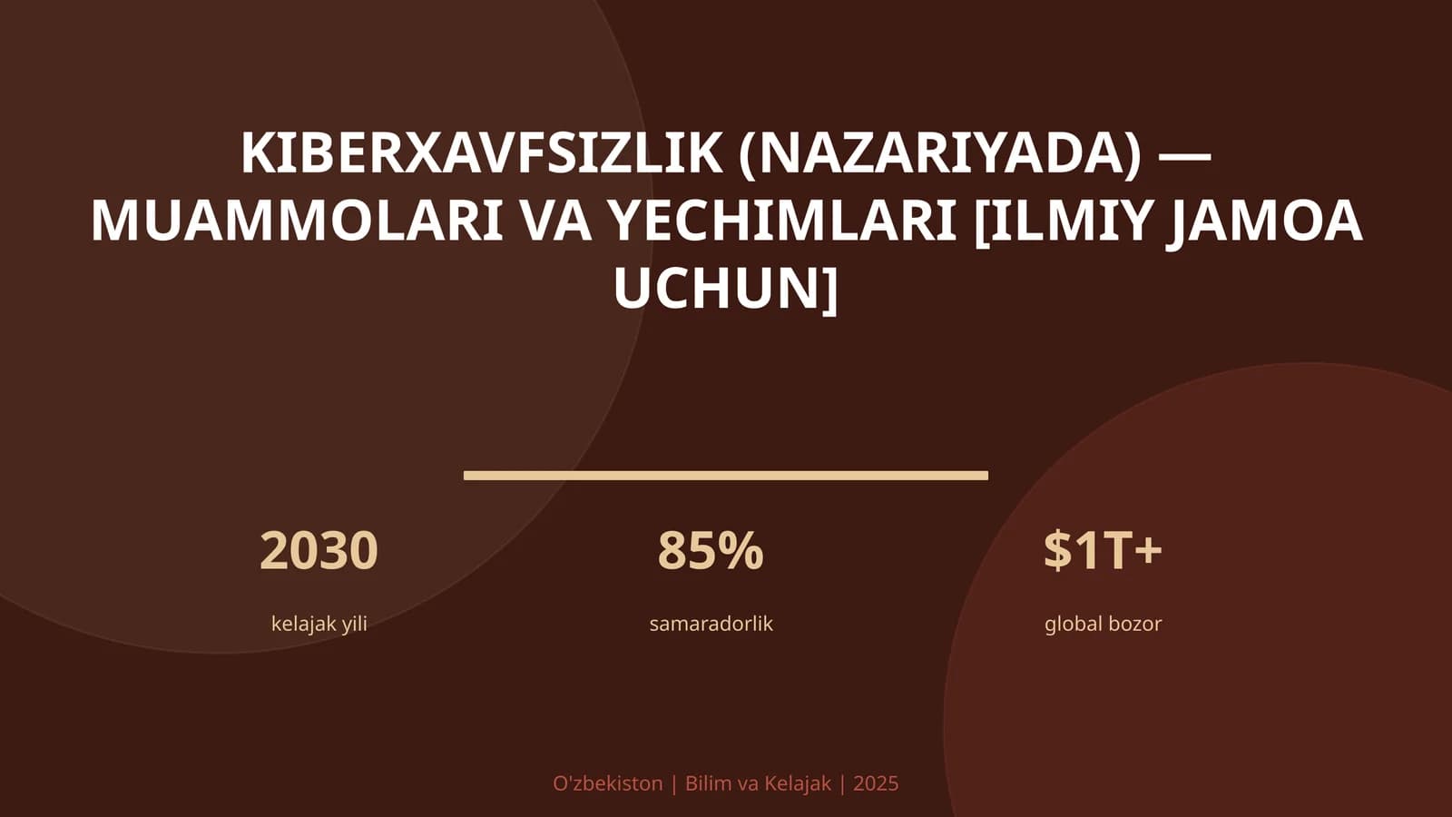 KIBERXAVFSIZLIK (NAZARIYADA) — MUAMMOLARI VA YECHIMLARI [ILMIY JAMOA UCHUN]