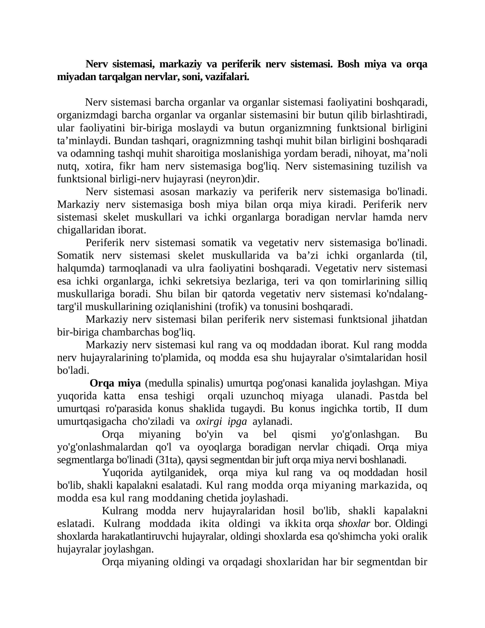 Nerv sistemasi