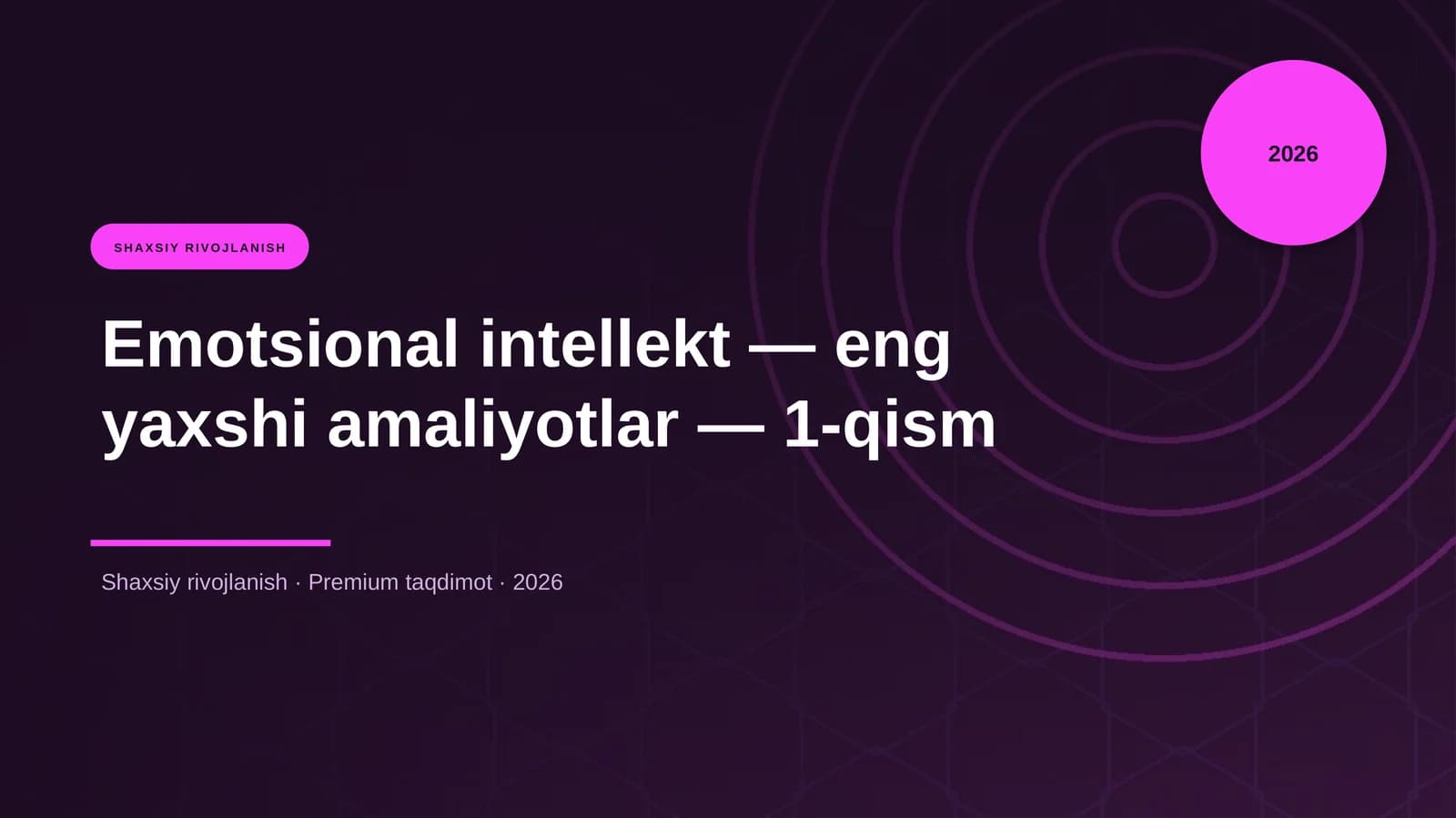 Emotsional intellekt — eng yaxshi amaliyotlar — 1-qism