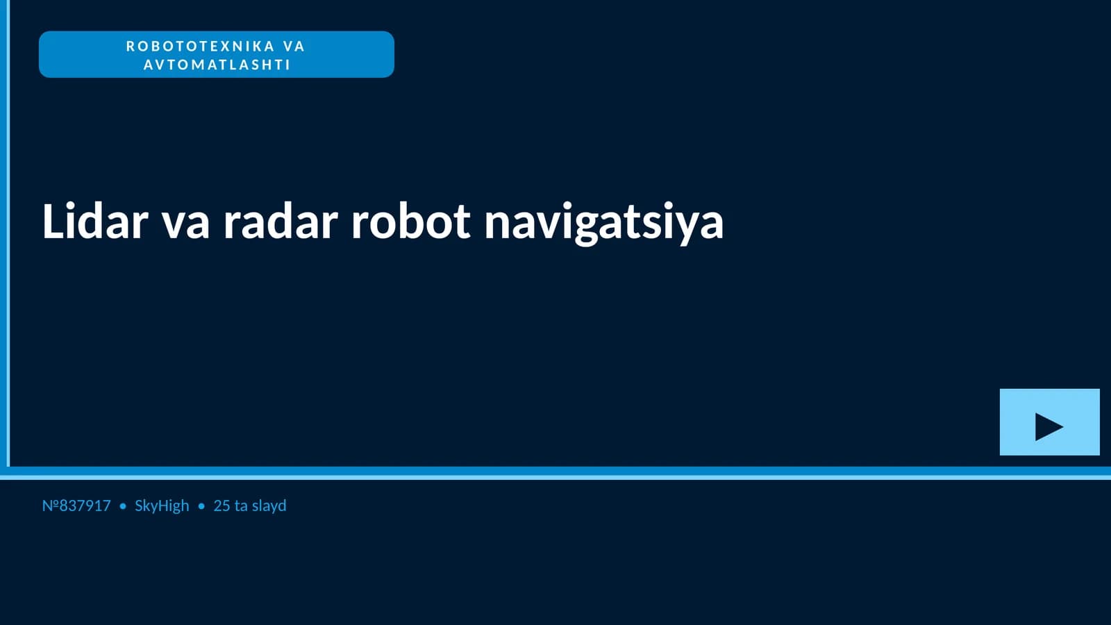 Lidar va radar robot navigatsiya