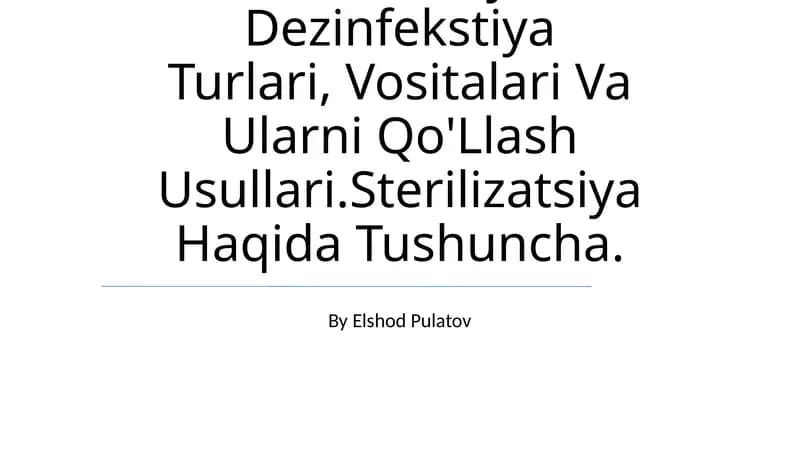 Dezinfektsiya, Sterilizatsiya va Deratizatsiya