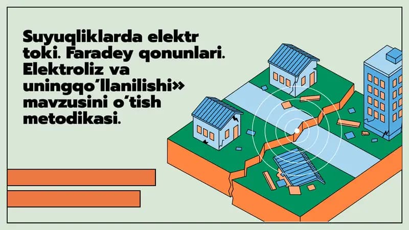 Suyuqliklarda elektr toki. Faradey qonunlari. Elektroliz va uningqo’llanilishi» mavzusini o’tish metodikasi.