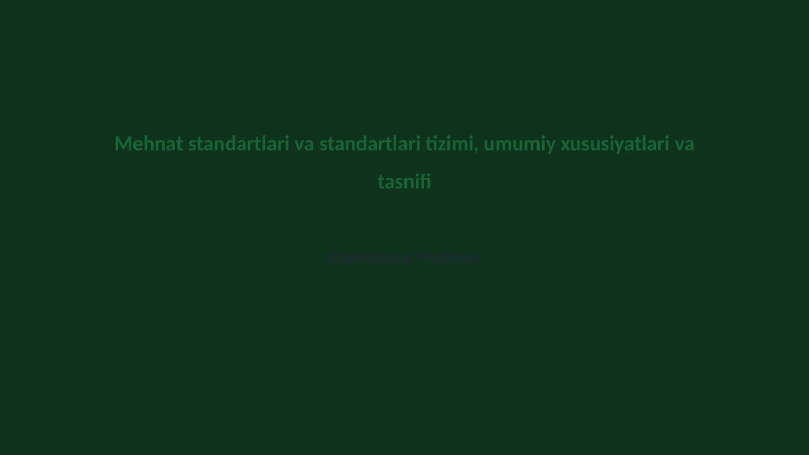 Mehnat standartlari va standartlari tizimi, umumiy xususiyatlari va tasnifi