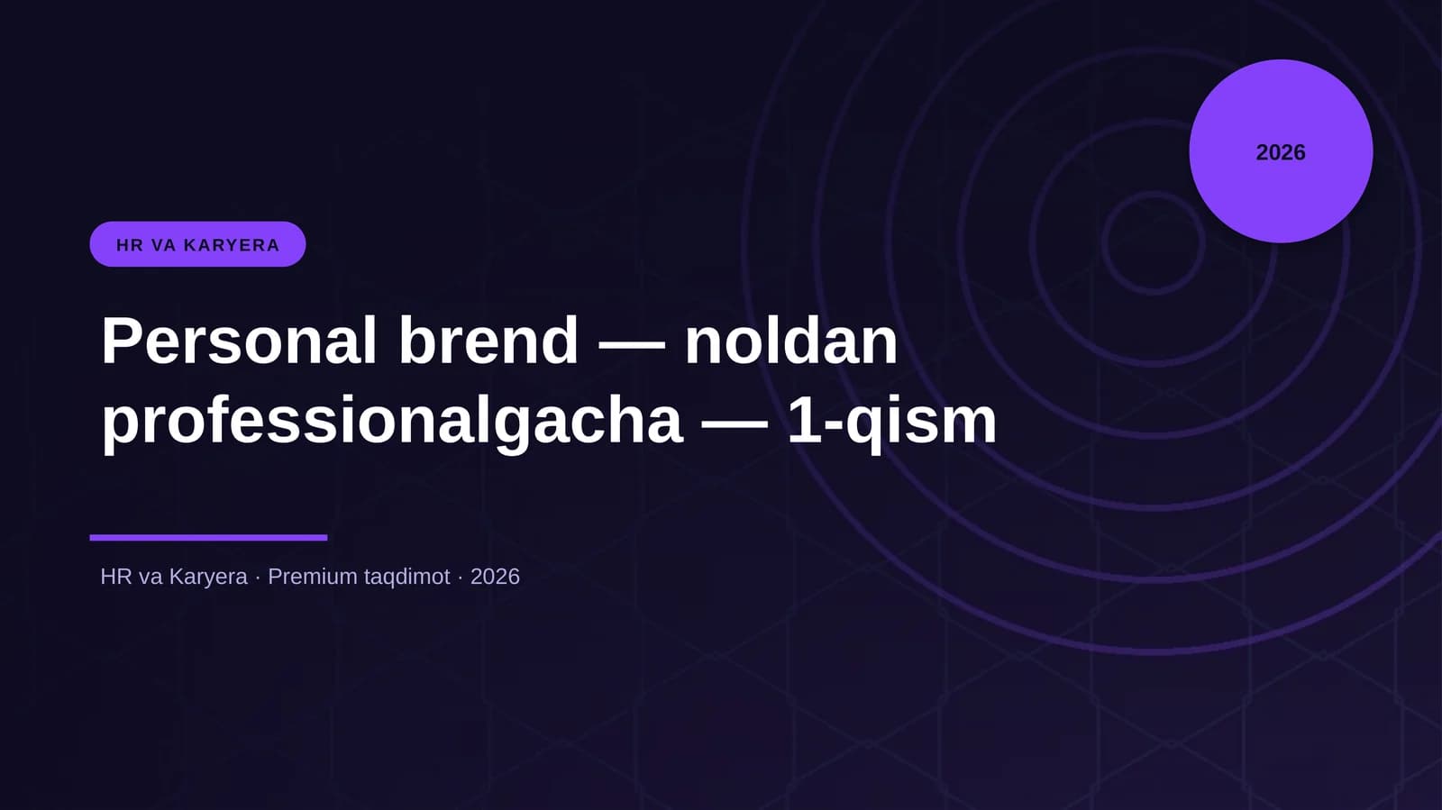 Personal brend — noldan professionalgacha — 1-qism