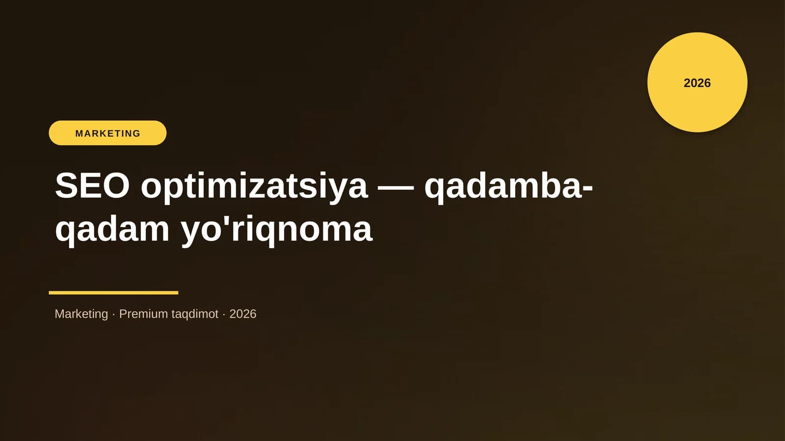 SEO optimizatsiya — qadamba-qadam yo'riqnoma