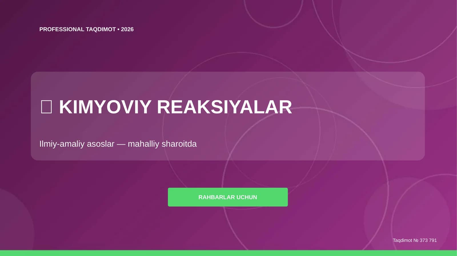 KIMYOVIY REAKSIYALAR