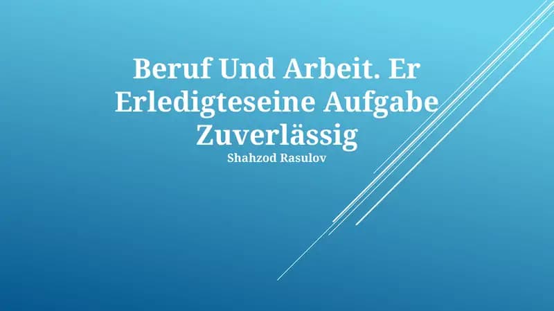 Beruf Und Arbeit