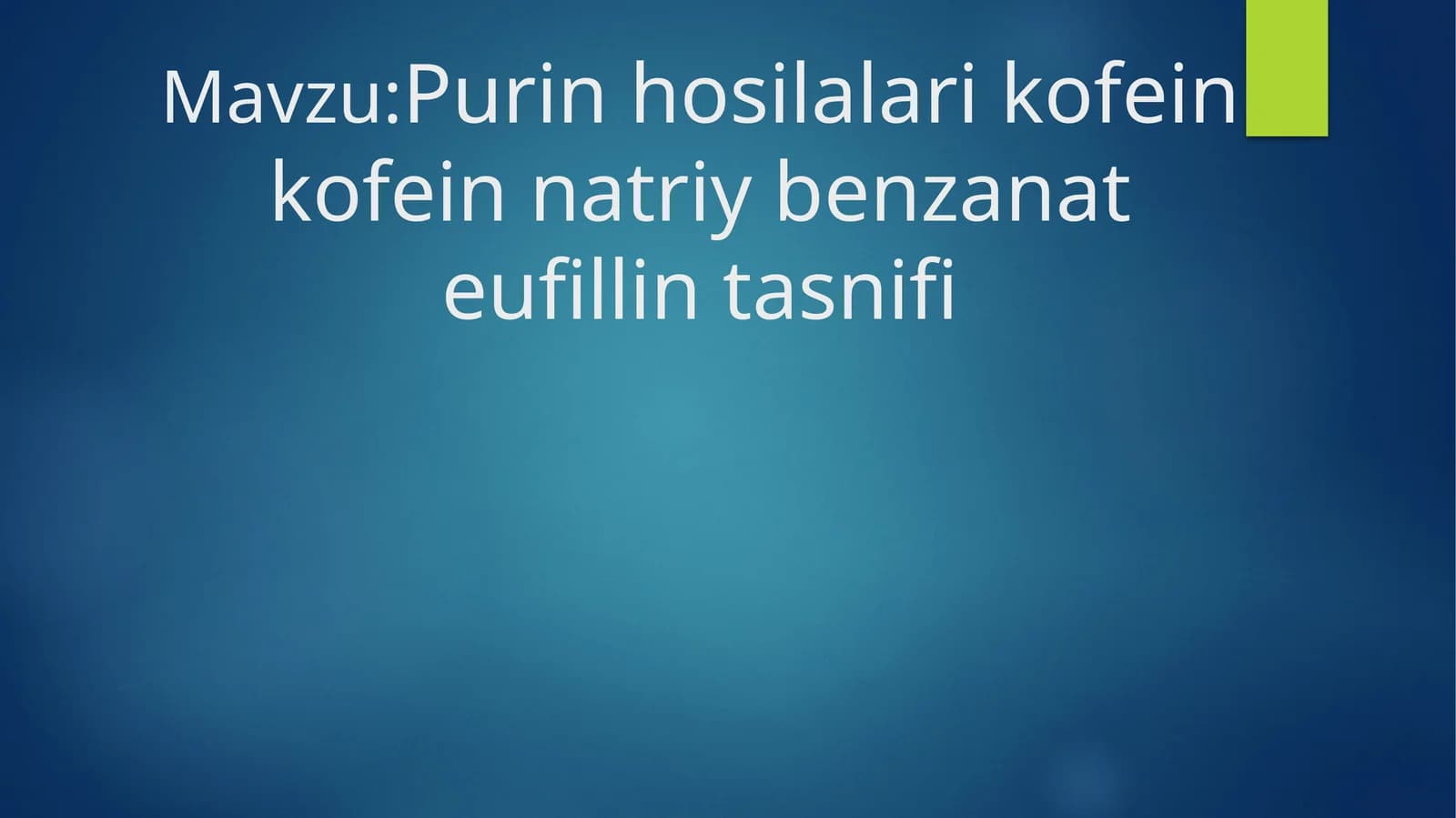 Purin hosilalari kofein kofein natriy benzanat eufillin tasnifi