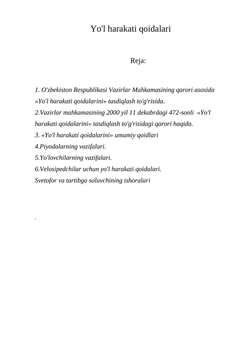 Yo'l harakati qoidalari