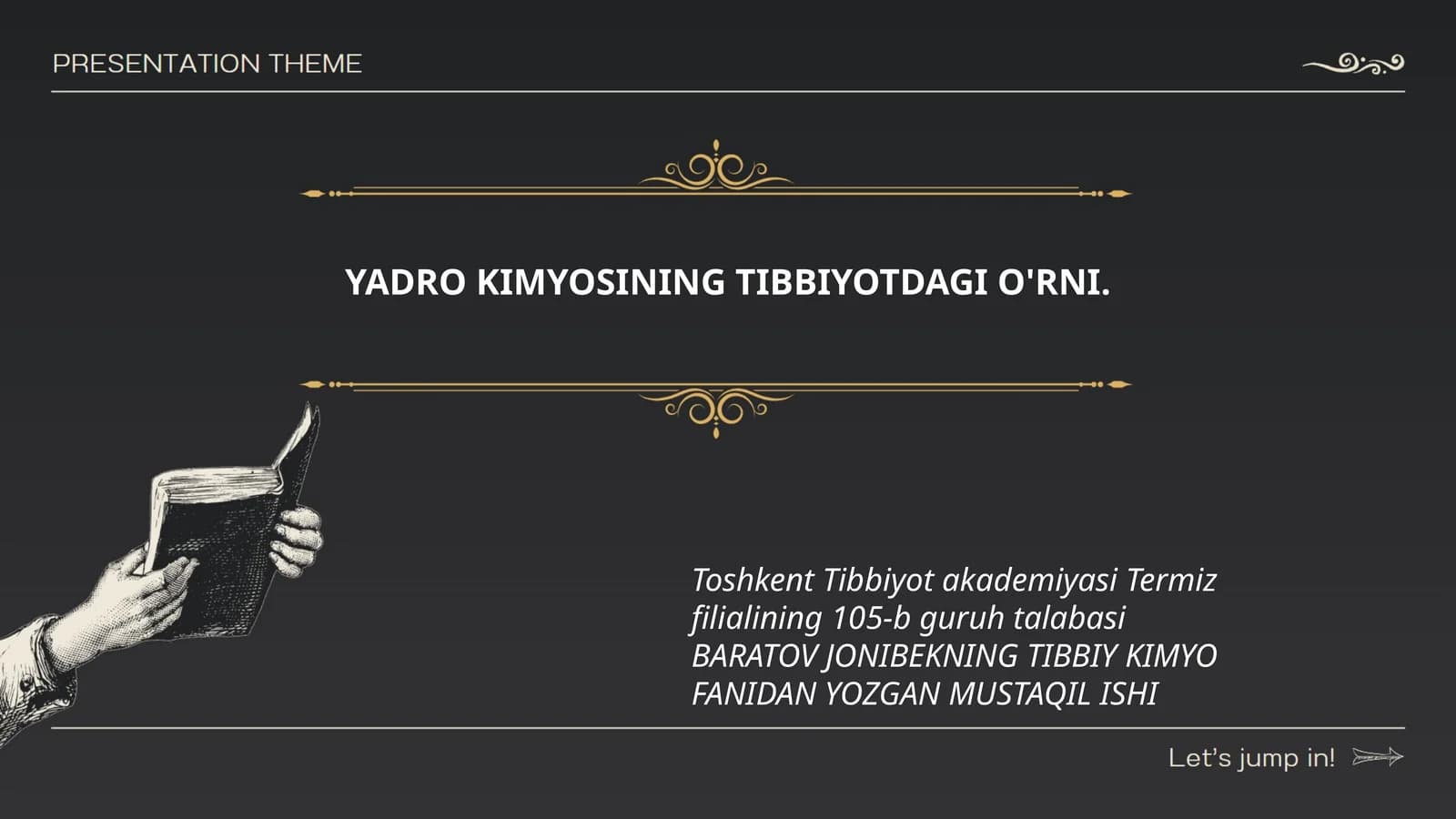 Baratov Jonibekning Tibbiy Kimyo Fanidagi Mustaqil Ishi
