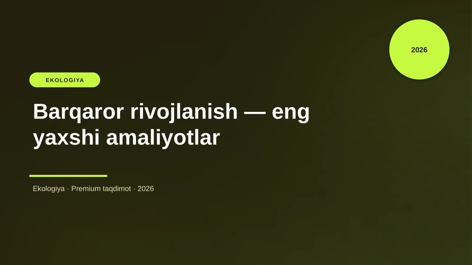 Barqaror rivojlanish — eng yaxshi amaliyotlar