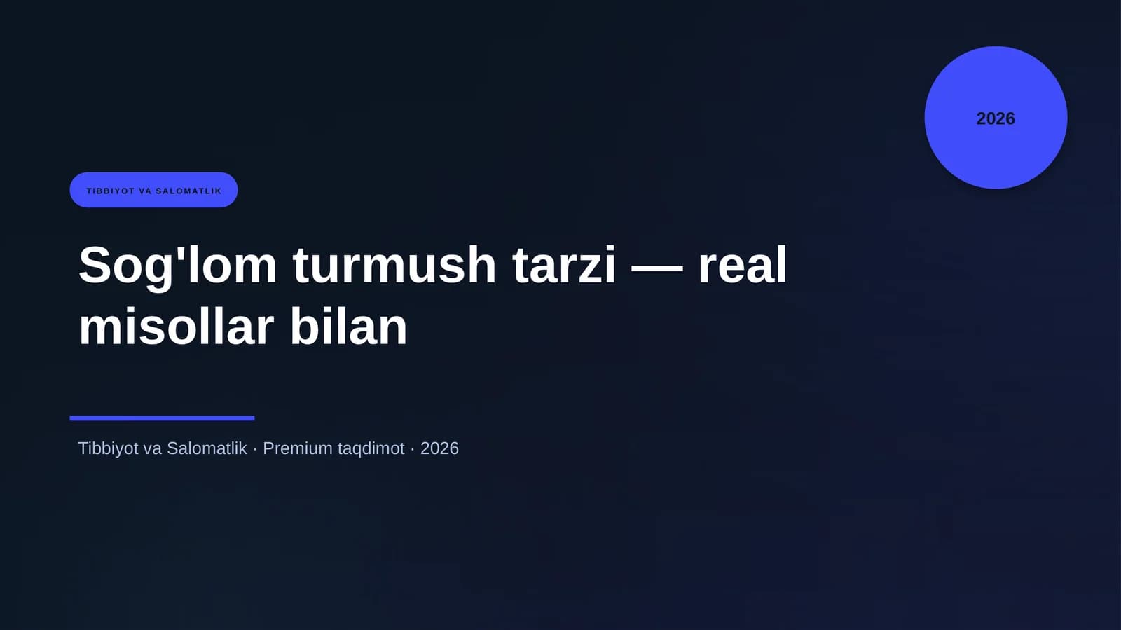 Sog'lom turmush tarzi — real misollar bilan