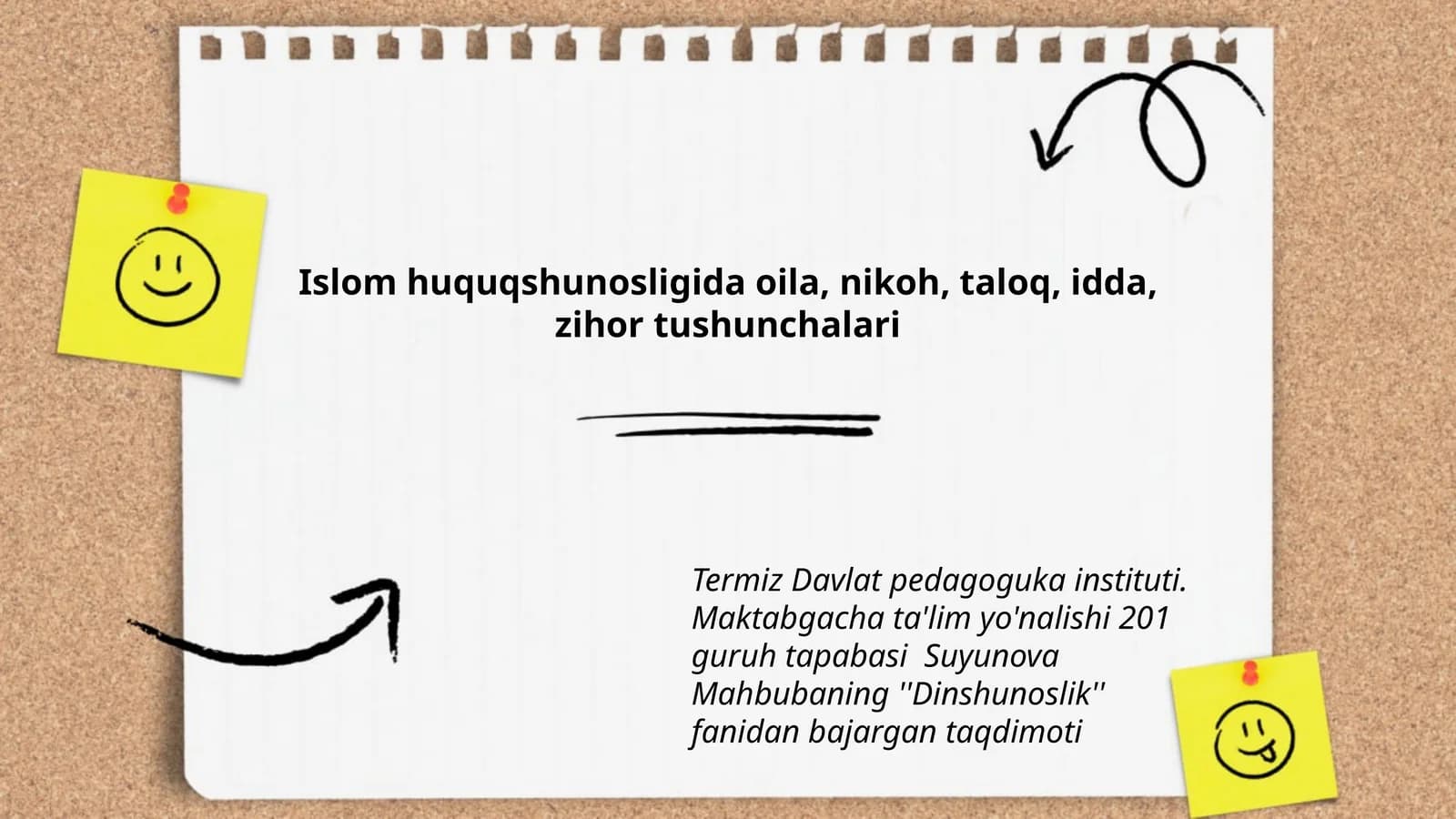 Dinshunoslik fanidan bajargan taqdimoti