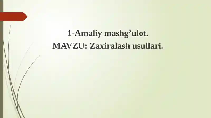 Zaxiralash usullari