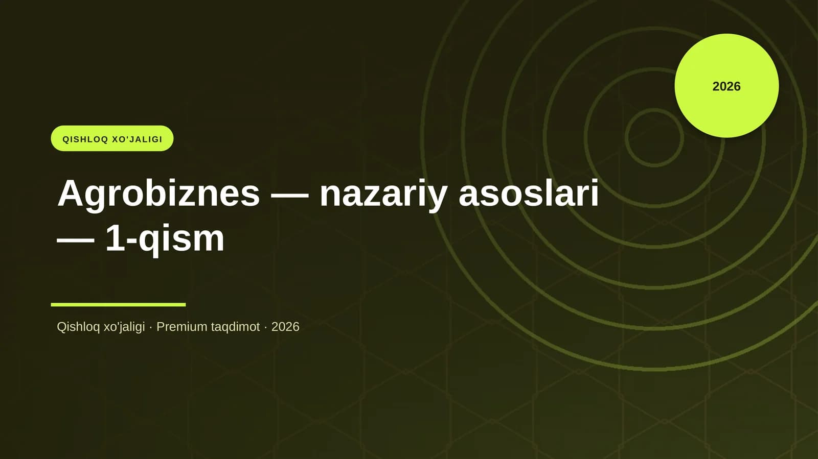 Agrobiznes — nazariy asoslari — 1-qism