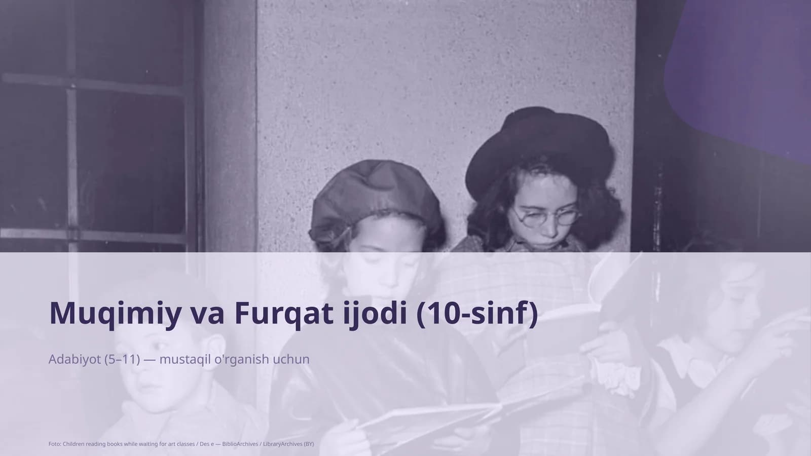 Muqimiy va Furqat ijodi (10-sinf)