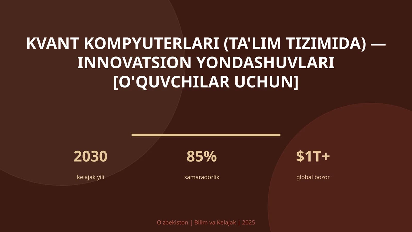 Kvant kompyuterlari (ta'lim tizimida) — innovatsion yondashuvlari [o'quvchilar uchun]