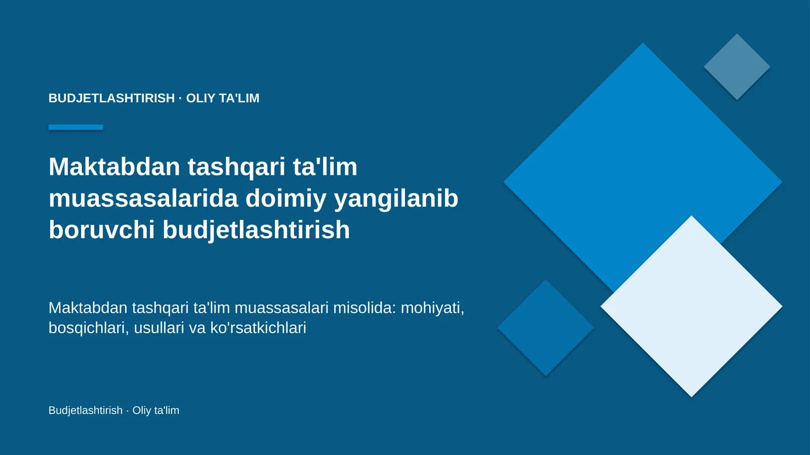 maktabdan tashqari ta'lim muassasalarida doimiy yangilanib boruvchi budjetlashtirish 9603