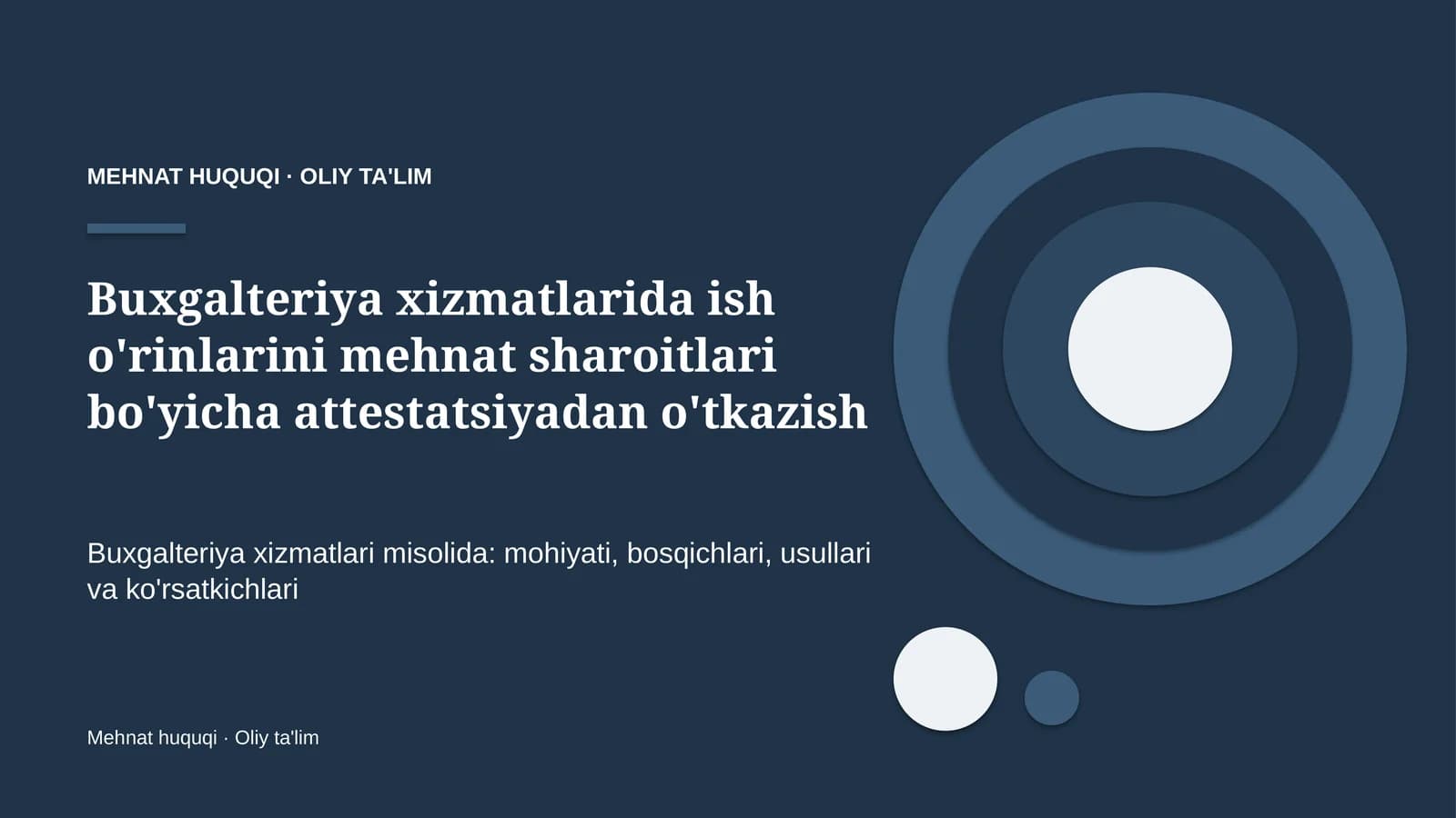 Buxgalteriya xizmatlarida ish o'rinlarini mehnat sharoitlari bo'yicha attestatsiyadan o'tkazish