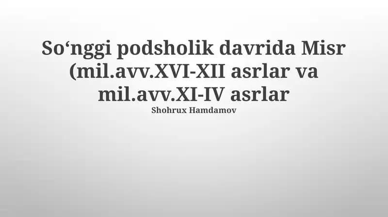 So'nggi davr Misr