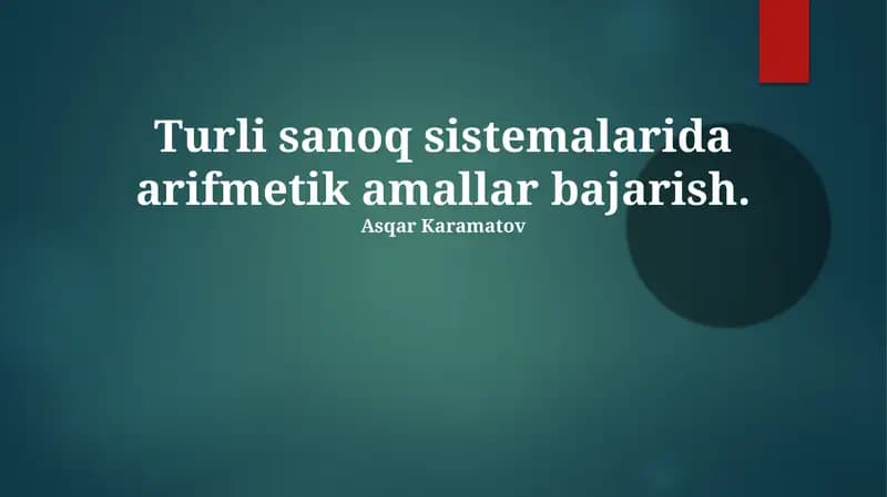 Ikkilik Arifmetik Amalar