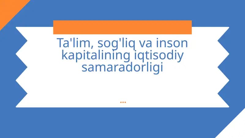 Inson kapitalining iqtisodiy samaradorligi