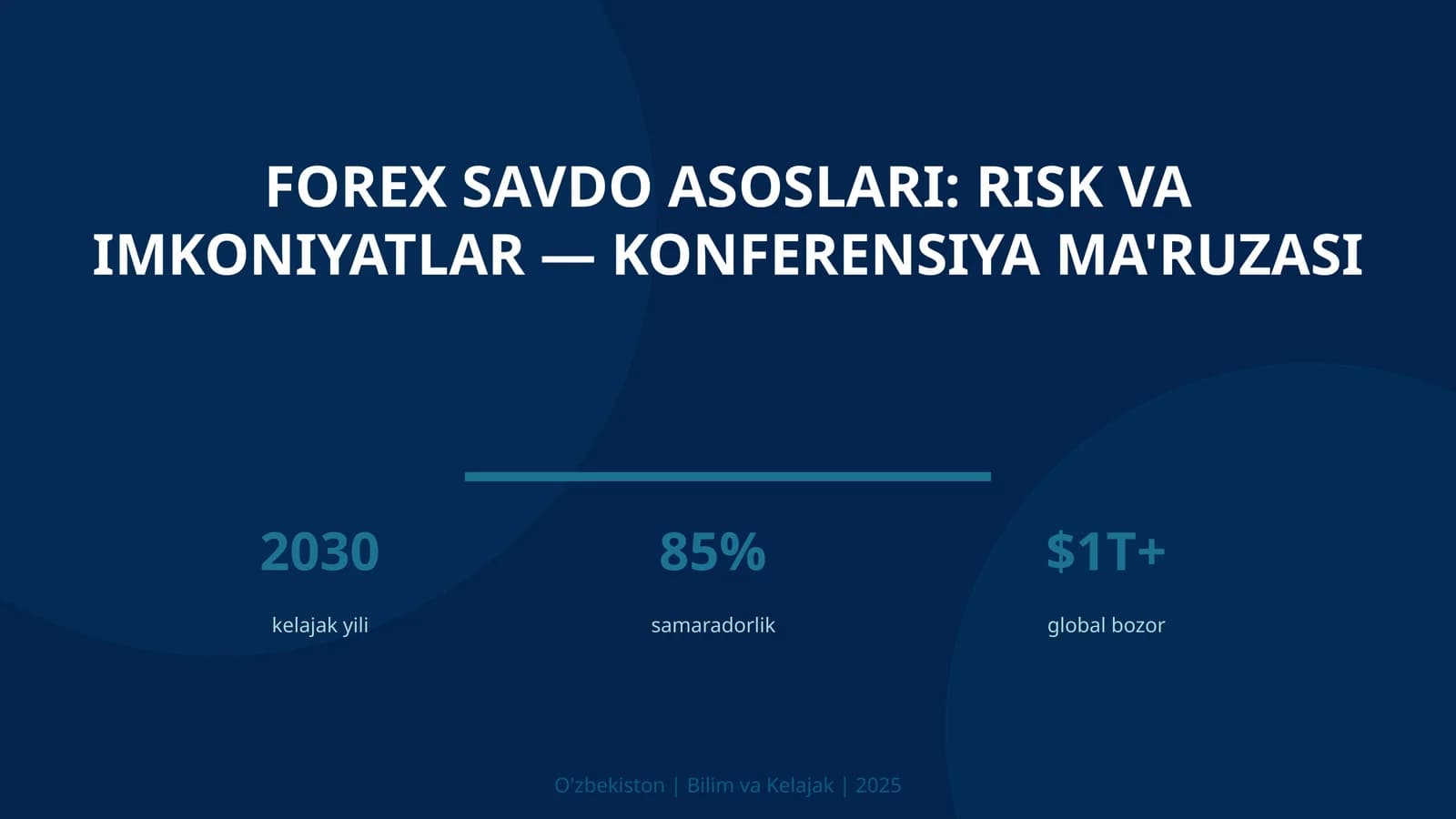 Forex savdo asoslari: risk va imkoniyatlar — konferensiya ma'ruzasi