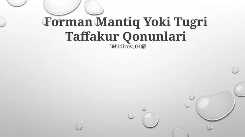 Mantiq Yoki Tugri Taffakur Qonunlari