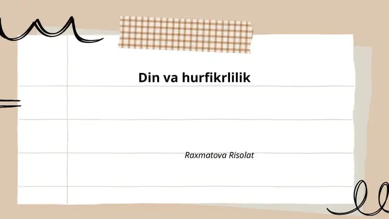 Din va hurfikrlilik nazariy asoslari