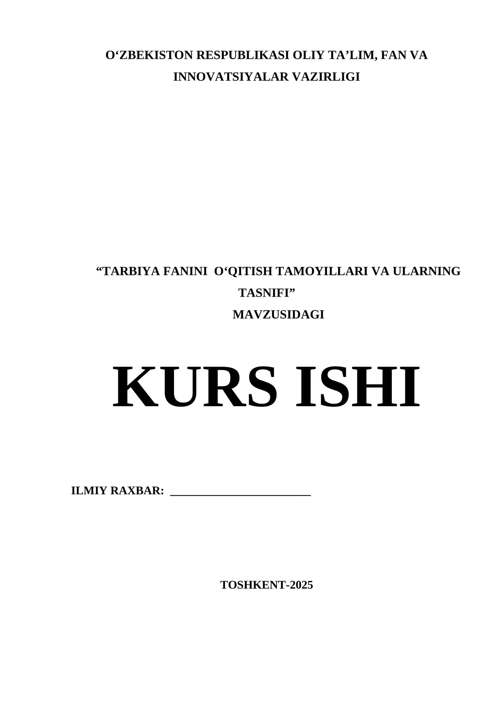 TARBIYA FANINI O‘QITISH TAMOYILLARI VA ULARNING TASNIFI