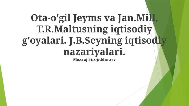 Jeyms Millning Malthus nazariyasiga munosabati