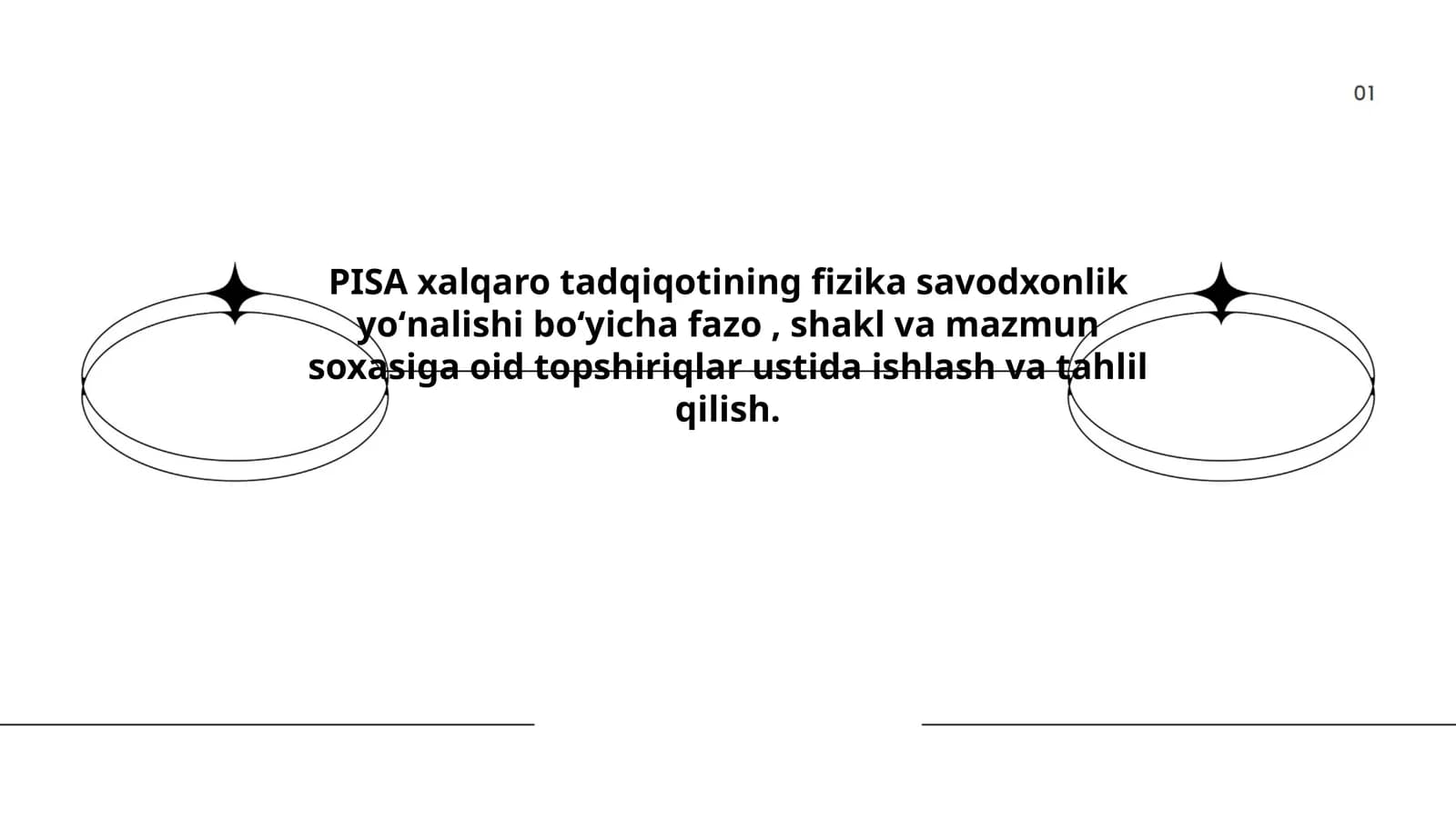 PISA xalqaro tadqiqotining fizika savodxonlik yoʻnalishi boʻyicha fazo, shakl va mazmun soxasiga oid topshiriqlar ustida ishlash va tahlil qilish