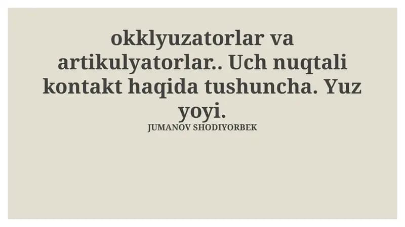 Uch Nuqta Kontaktsiyasi Konsepsiyasi