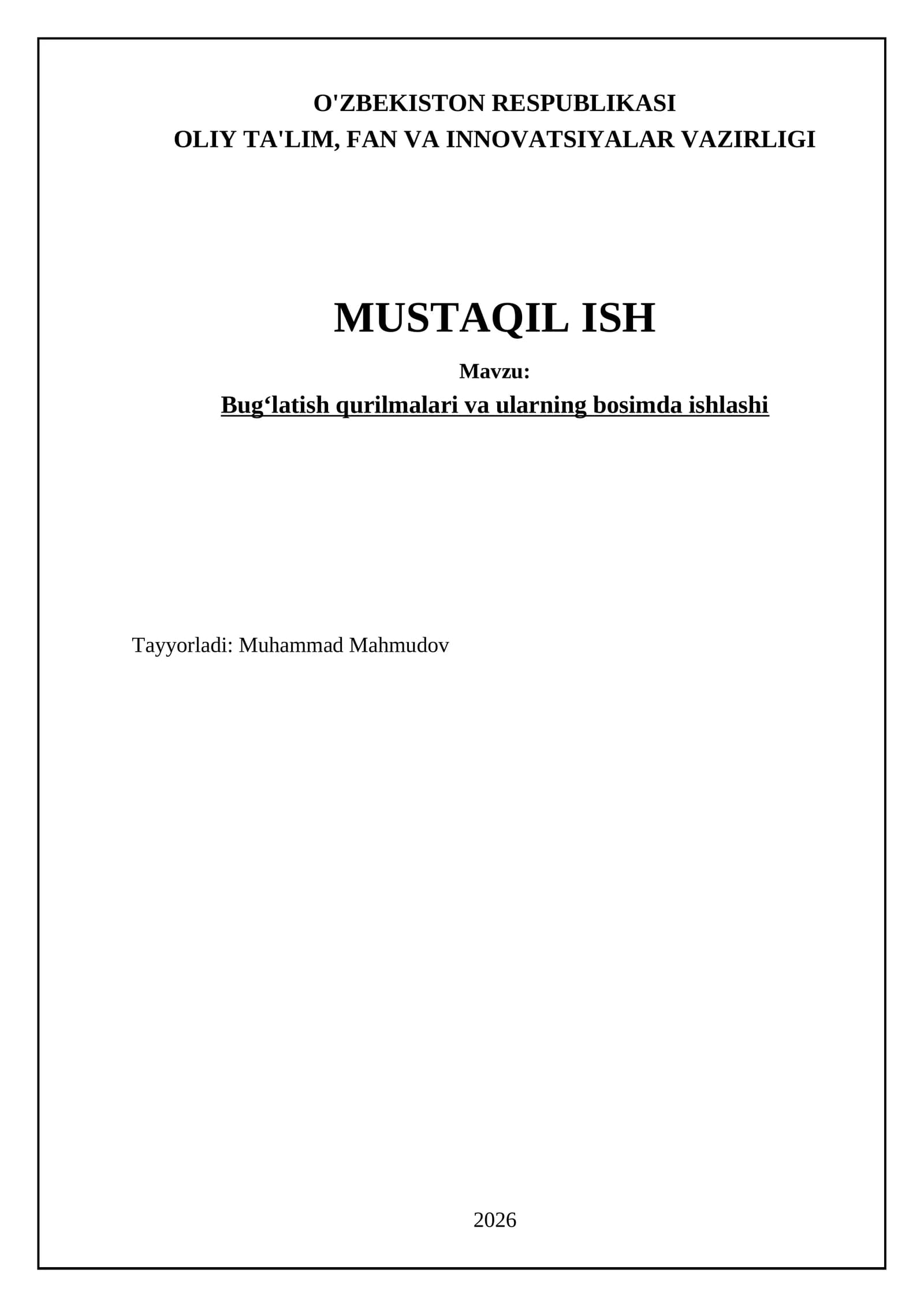 Bug‘latish qurilmalari va ularning bosimda ishlashi
