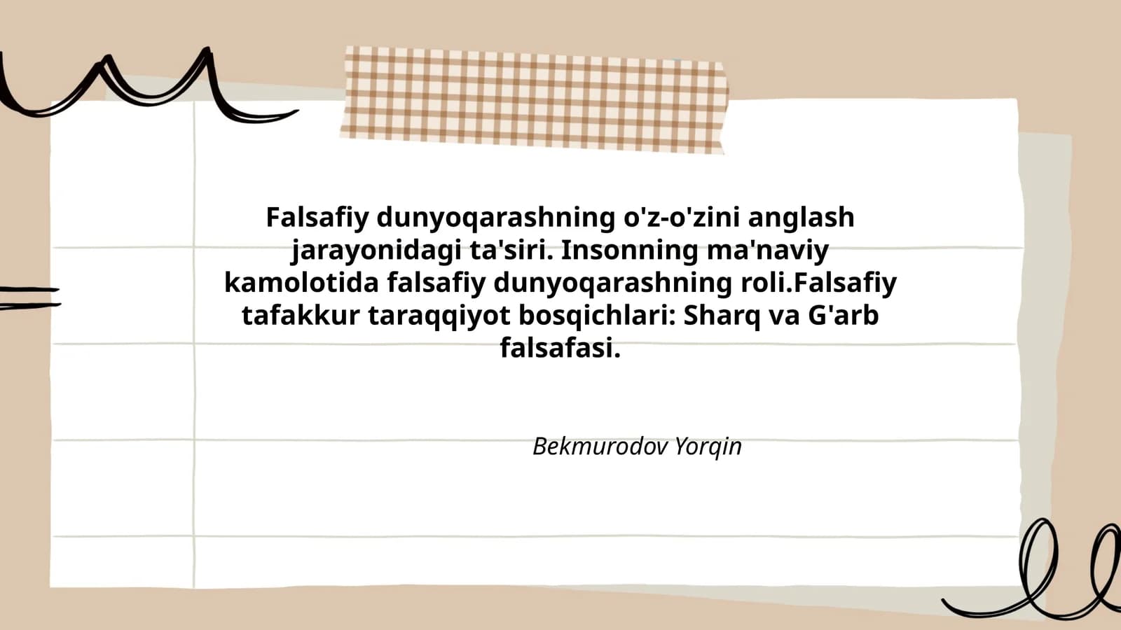 Falsafiy dunyoqarashning o'z-o'zini anglash jarayonidagi ta'siri