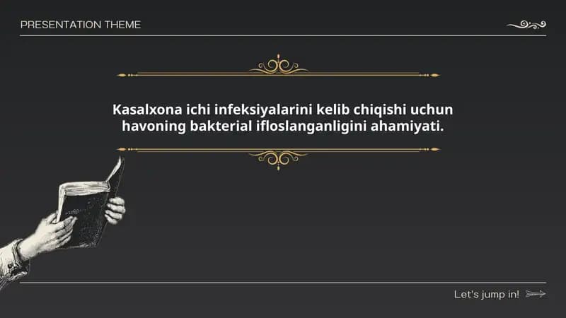 Kasalxona ichi infeksiyalarini kelib chiqishi uchun havoning bakterial ifloslanganligini ahamiyati