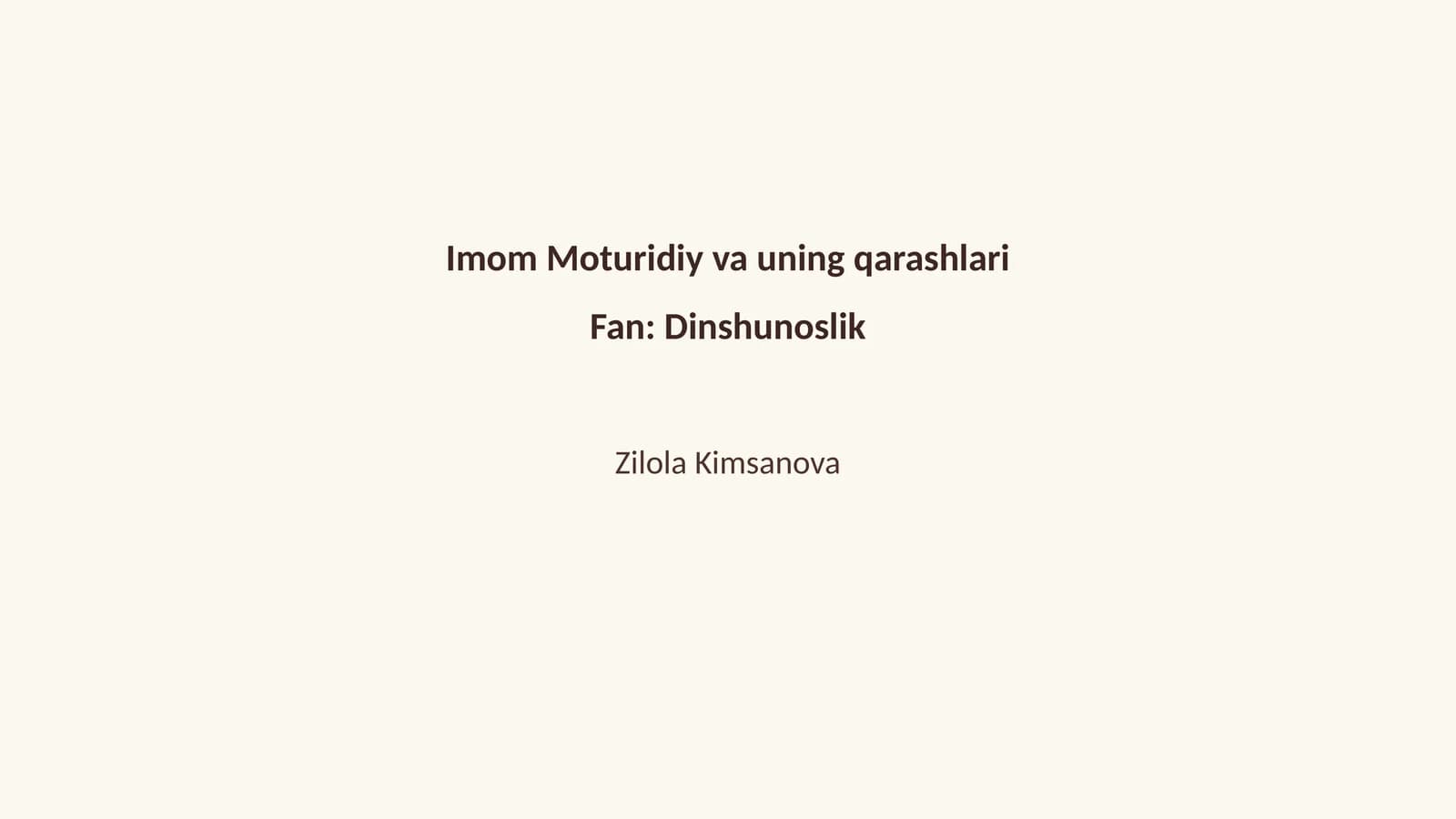 Imom Moturidiy va uning qarashlari