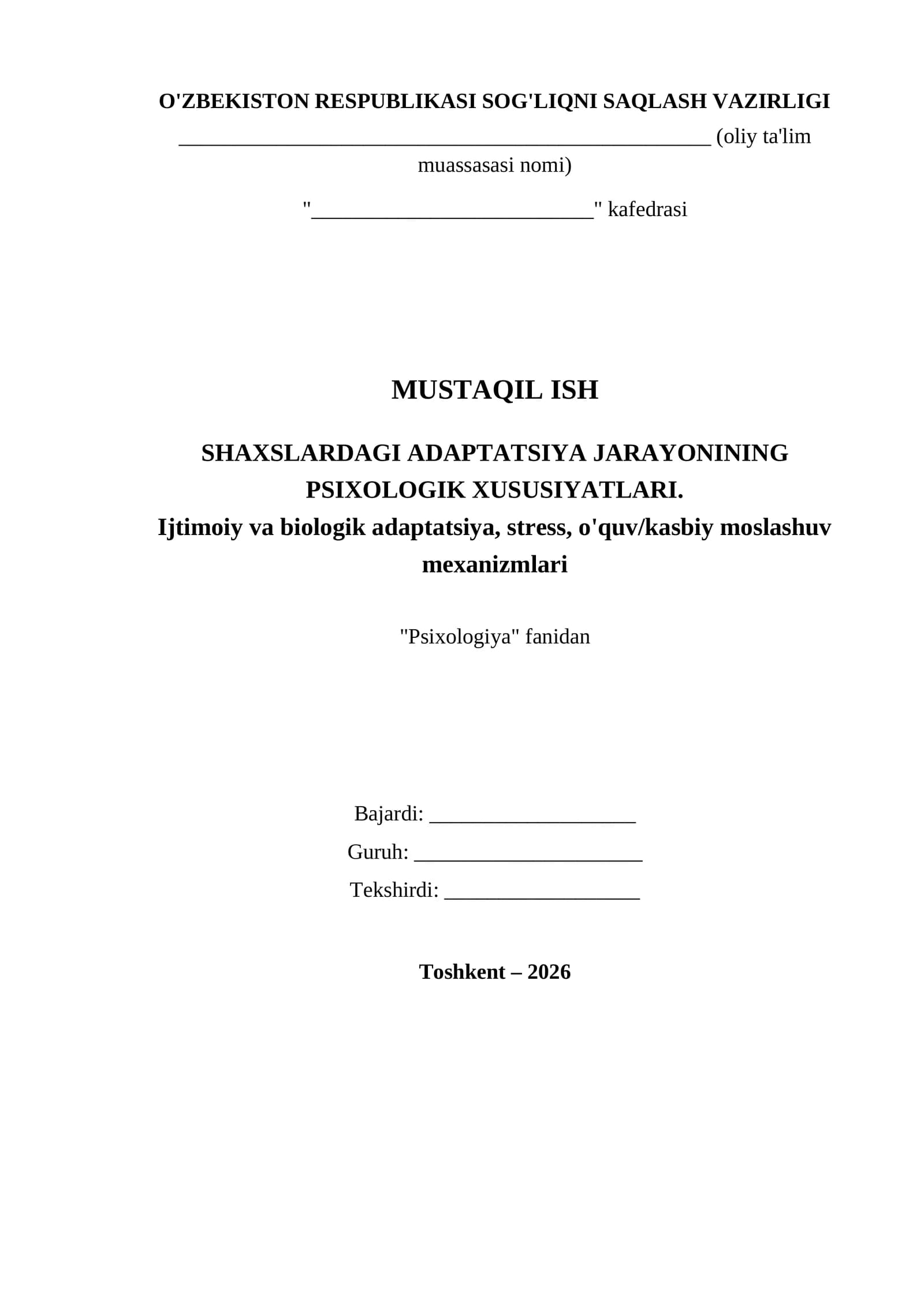 Tibbiyot xodimlari faoliyatida psixologik bilimlarning oʻrni